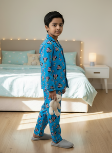 Pyjamas en pur coton pour enfants, ensembles chemise et pantalon, très confortables pour toutes les saisons, coton premium, imprimé mangue sur la robe. - Product Image 5