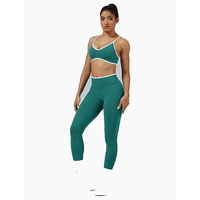 Set Yoga Wanita 2 Potong Ringan Berpinggang Tinggi dengan Renda di Depan, Cepat Kering, untuk Latihan Atletik, Menyerap Keringat, Pakaian Olahraga