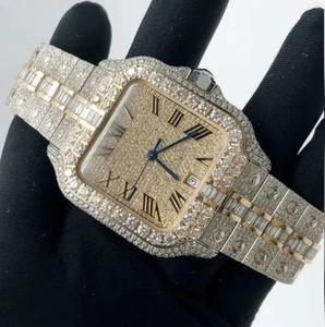 Montre mécanique de luxe en moissanite, testeur de diamants, montre pour homme en acier inoxydable, montre de rappeur sertie de diamants VVS - Product Image 1