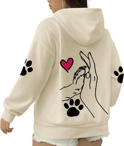 Sweat à capuche unisexe personnalisé avec empreinte de patte de chien, coupe classique, 100 % coton, motif graphique uni, pull premium pour amoureux des animaux, streetwear - Product Image 2