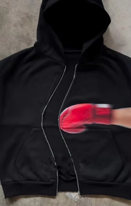 Sudaderas con Capucha Cortas y Holgadas con Cremallera y Estampado Gráfico Personalizado, Unisex, de Felpa Francesa de Algodón para Hombre - Product Image 2