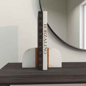 IE Elegant design Stone-Inspired Composite Bookends Arch bookends heavy <b>books</b> holder stone <b>book</b> ends beige marble bookends - Product Image 4