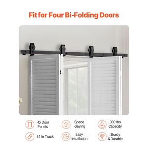 Kit Binario per Porta Pieghevole a Soffietto 64'' Montaggio Superiore, Scorrevole e Silenzioso, Resistente, Facile da Installare - Product Image 2