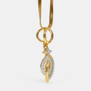 Yellow Gold Double Oval Swirl Lab Grown Diamond Pendant Necklace - Product Image 5