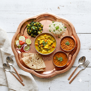 Ensemble de thali en cuivre fait main pour la Pooja, assiette traditionnelle pour la Puja, cadeau pour le festival Diwali, thali Aarti, décoration pour le temple à domicile, vente en gros - Product Image 5