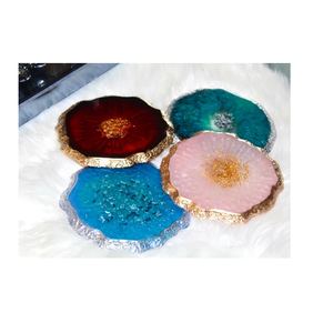 Hexagon Shape Epoxy Resin <b>Coaster</b> Supplies Royal <b>Blue</b> Color Crafts Top Quality Resin <b>Coaster</b> - Product Image 2