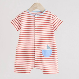 Rompers de algodón orgánico con botones de madera clásicos para recién nacidos, fabricante mayorista, proveedor de algodón de bambú de la India - Product Image 6
