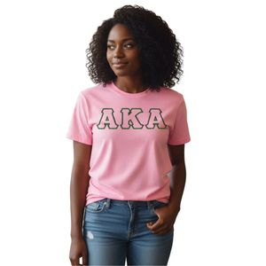 Camiseta Rosa con Letras AKA para Mujer, Camiseta Informal de Verano, Colores Verde y Rosa - Product Image 1