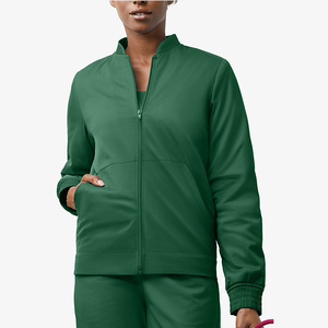 Veste d'infirmière personnalisée de haute qualité OEM 100% polyester avec fermeture éclair intégrale, plusieurs poches, manches longues, veste de travail pour femmes - Product Image 2