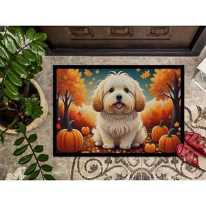 Coton De Tulear Fall <b>Doormat</b> Non-Slip <b>Washable</b> Low Pile 24H X 36W Indoor Outdoor Entryway Rug for Front Door - Product Image 3