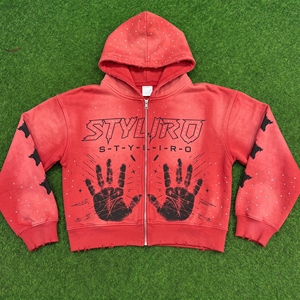 Sudadera con Capucha Personalizada, Color Verde Claro, con Cierre, Unisex, Estilo Urbano, de Algodón Tejido, con Diseño Estampado, para Otoño - Product Image 5