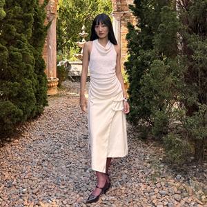 Camisa Larga sin Mangas para Mujer, Sexy, Estructurada, Cuello Tipo Capucha, Elástica en 4 Direcciones, Transpirable, Antiarrugas, Mezcla de Poliéster y Algodón - Product Image 5