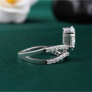 แหวนหมั้นเพชรทรงรี 1.51 กะรัต เพชรเลี้ยงในห้องปฏิบัติการ ทองคำขาว 14K ระดับความสะอาด VVS-VS สี DEF แบบโซลิแทร์ ประดับเพชรแบบพาเว่ แหวนแต่งงาน ระดับความสะอาด VS1 แบบธรรมชาติ - Product Image 3