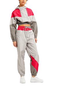 Chándal deportivo informal de retazos personalizado para mujer, chándal de talla grande con bloque de color, ropa de calle, Chaqueta corta, chándal para mujer - Product Image 1