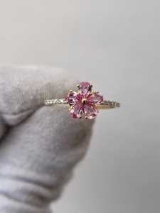 แหวนพลอยสีชมพูรูปทรงลูกแพร์ ดีไซน์วินเทจ เงินแท้ 925 ชุบทอง 14K แหวนหมั้นพลอยสีชมพู - Product Image 5