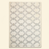 Tapis en laine tufté à la main gris ivoire motif arabesque, tapis de zone marocain à treillis en relief, antidérapant, écologique et épais pour salon