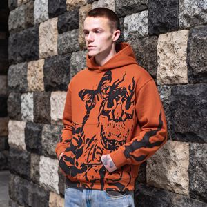 Sudadera con Capucha y Logotipo Personalizado, Algodón Grueso, Ropa Urbana, Fabricante, Proveedor OEM, Estampado de Calavera y Mariposa - Product Image 1
