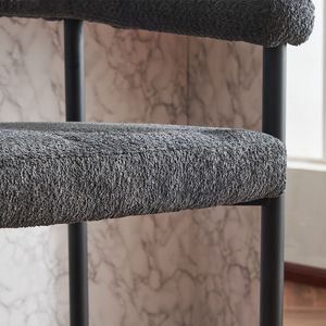 Set di 2 Sgabelli da Bar Moderni in Tessuto Bouclé con Struttura in Metallo e Braccioli per Isola Cucina o Bancone Bar - Product Image 4