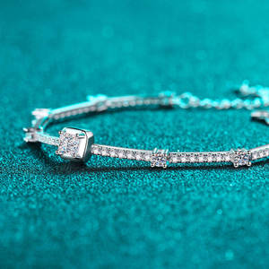 RAMDUT IMPEX Silver Rose Gold Plated Moissanite Tennis Bracelet Princess Cut Cut Channel Setting Geometric Design Trendy Unisex - Product Image 2