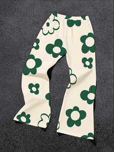 Custom Men's Casual Straight Leg Acid Wash Distressed Sweatpants Sun Faded Rhinestone Print Loose Baggy <b>Trouser</b> Man - Product Image 2