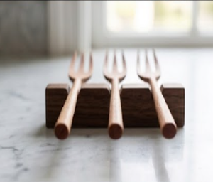 Ensemble de fourchettes à dessert en bois artisanal, manche long, bois naturel, ustensiles de table réutilisables, vaisselle de cuisine, ensemble de fourchettes à salade de fruits - Product Image 4