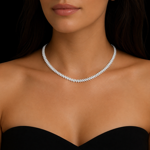 สร้อยคอเพชรทรงมาร์คีส์สุดหรู ผลิตในห้องปฏิบัติการ ทอง 10k รับรองโดย IGI ความใสระดับ EF เครื่องประดับชั้นดี ฝังแบบคอลเล็ตต์ สร้อยคอเทนนิส - Product Image 1