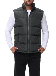 Wholesale Sleeveless Single Button Design Puffer Vest Jacket Custom Logo Casual Waterproof Hooded Outer Wear Fashionable Men - Product Image 4