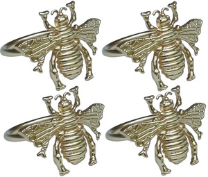 ที่ใส่ผ้าเช็ดปากรูปผึ้งสีทองเมทัลลิกสุดหรู อุปกรณ์ตกแต่งโต๊ะอาหารสำหรับเทศกาลฤดูใบไม้ผลิ แหวนผ้าเช็ดปากรูปผึ้งสีทองประณีต - Product Image 4