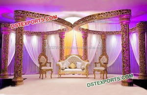 Mandap de Boda de Lujo con Aspecto de Madera, Mandap Floral con Aspecto de Madera, Decoración de Boda Gujarati, Mandap de FRP con Aspecto de Madera, EE. UU. - Product Image 2