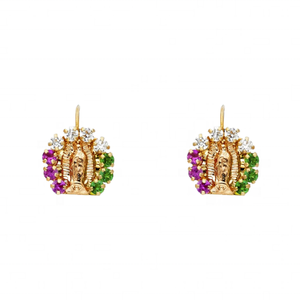 Pendientes clásicos chapados en oro para madre María, joyería de moda, diamantes coloridos para fiestas de mujeres, bodas, regalos personalizables, aleación - Product Image 1