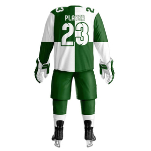 Camiseta de Hockey sobre Hielo Verde para Hombre, Cuello en V, Impresión Sublimada, Poliéster Transpirable, Personalizable, Manga Corta, Correa Ajustable - Product Image 3