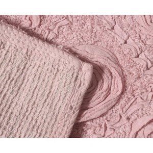 Pink Chenille Bath <b>Mat</b> Rectangle Floral Embossed Non-Slip Home Rug Tufted Medium Thickness Machine Washable - Product Image 2