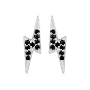 Pendientes de Plata 925 con Baño de Rodio y Ónix Negro, Diseño Geométrico de Rayo, Modernos, Unisex, Románticos, para Compromiso o Boda, Venta al Por Mayor - Product Image 1