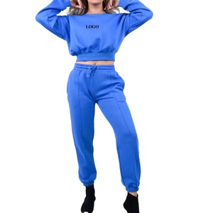 Chándal de algodón transpirable para mujer, ropa informal de algodón, jersey con logotipo personalizado, conjunto de chándal de dos piezas para mujer - Product Image 1