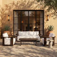 Ensemble de canapés modulaires d'extérieur en aluminium de qualité supérieure, meubles de patio résistants aux intempéries et aux UV pour jardin de luxe