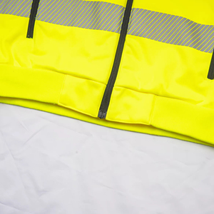 Sweat à capuche de sécurité personnalisé haute visibilité en tissu tricoté polyester 320g, coupe-vent et respirant, avec fermeture éclair – Prix usine - Product Image 3