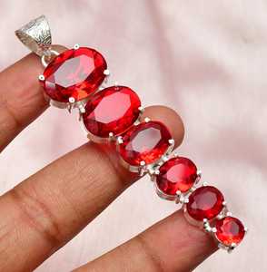 Collier pendentif en grenat rouge fait à la main, en argent Sterling 925, bijoux de luxe en pierres précieuses, cadeau élégant pour femmes, bijoux fins - Product Image 2