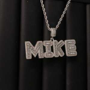 Mike Letter Pendant Moissanite Brilliant Cut 925 Sterling Silver Silver Plated Claw Setting Hiphop Men's Jewelry Everyday Wear - Product Image 3