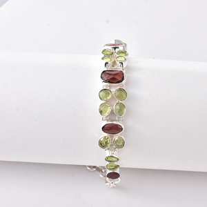 Pulsera de Plata 925 para Mujer, con Diseño de Piedras Preciosas Multicolores, Cómoda de Usar - Product Image 4