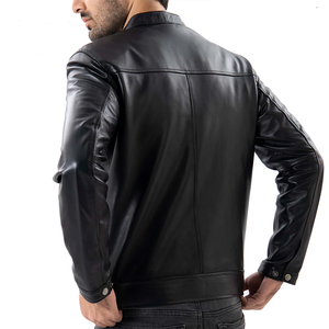 Vestes en cuir véritable pour hommes et garçons, design personnalisé, en cuir de vachette original, chaudes, noires, vente en gros - Product Image 6