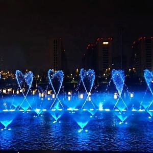 Fontaine musicale personnalisée en acier inoxydable, spectacle d'eau, fontaine sèche laser, eau dansante, lumière LED décorative, scène - Product Image 1