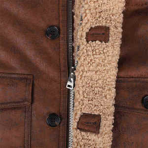 Blouson Bomber Décontracté Homme Hiver Haute Qualité en Cuir Véritable Peau de Mouton Lavé avec Fermeture Éclair – Service OEM – Vente Flash - Product Image 6