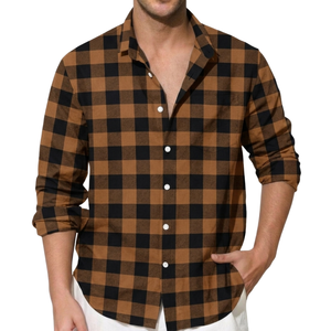OEM Flannel <b>Shirts</b> Men's Dresses Long-Sleeved <b>Plaid</b> <b>Shirts</b> - Product Image 2