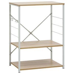 Armadietto a microonde bianco e rovere 23.6 "x 15.6" x 31.3 "contenitore da cucina in legno ingegnerizzato - Product Image 2