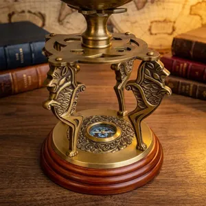 Globe armillaire vintage en laiton avec anneau zodiacal et support hippocampe, globe céleste décoratif pour la maison, le bureau ou la bibliothèque - Product Image 6