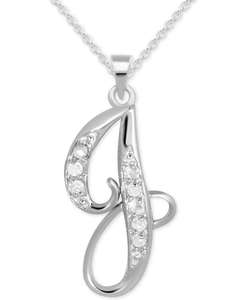 Collar Colgante Diamante J Inicial 18 "(1/10 CT. T. W.) en plata esterlina | Macy's - Product Image 1