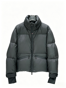 Blouson matelassé pour homme à col montant, coupe-vent, en nylon épais, hiver, décontracté, fermeture éclair courte, couleur unie, coupe classique - Product Image 1