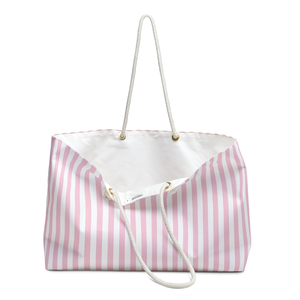 Bolsa de Viaje de Fin de Semana a Rayas Rosa y Blanca, Bolso de Playa, Bolso de Mano para Vacaciones, Gran Capacidad, Bolso de Mano para Mujer, Regalo - Product Image 3