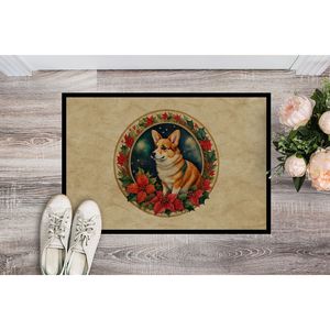 Felpudo de Flores Navideñas Corgi, antideslizante, lavable, de pila baja, 24H X 36W, alfombrilla para puerta Delantera interior y exterior para entrada - Product Image 2