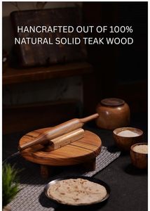 Premium Wooden Chakla Belan Set Handmade <b>Rolling</b> Board and <b>Rolling</b> <b>Pin</b> for Roti Chapati Paratha Pizza and Baking Kitchen Tool - Product Image 6